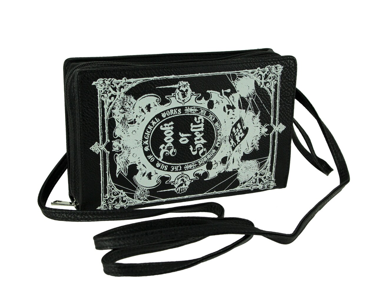 Black and White Glow in the Dark Book of Spells Crossbody Purse